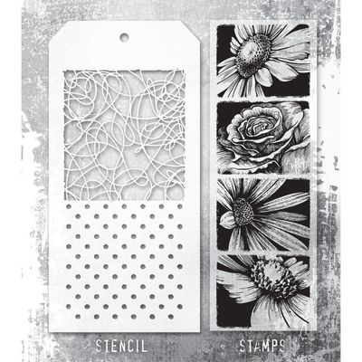 Stampers Anonymous - Tim Holtz - Stamp and Stencil Set - Bold Botanicals