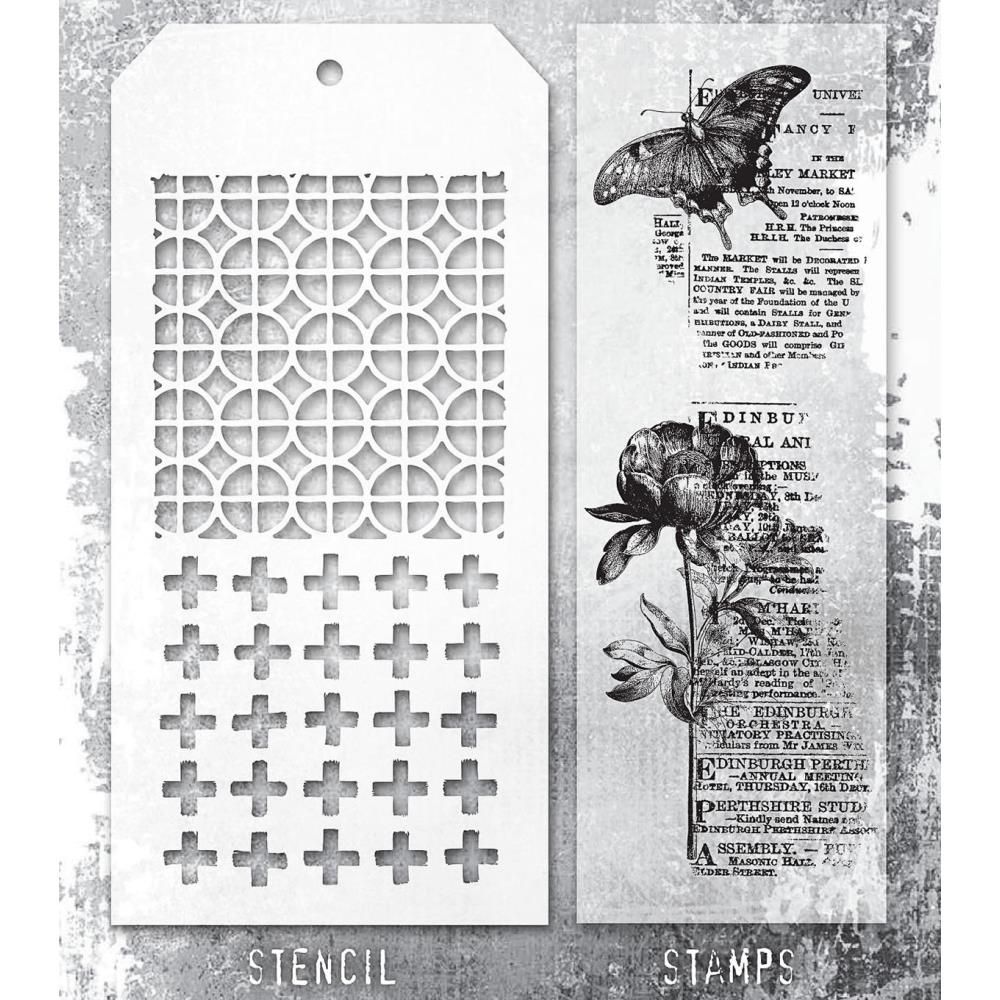 Stampers Anonymous - Tim Holtz - Stamp and Stencil Set - Set #60