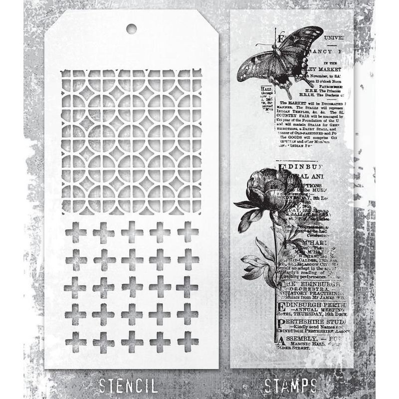 Stampers Anonymous - Tim Holtz - Stamp and Stencil Set - Set #60