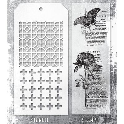 Stampers Anonymous - Tim Holtz - Stamp and Stencil Set - Set #60