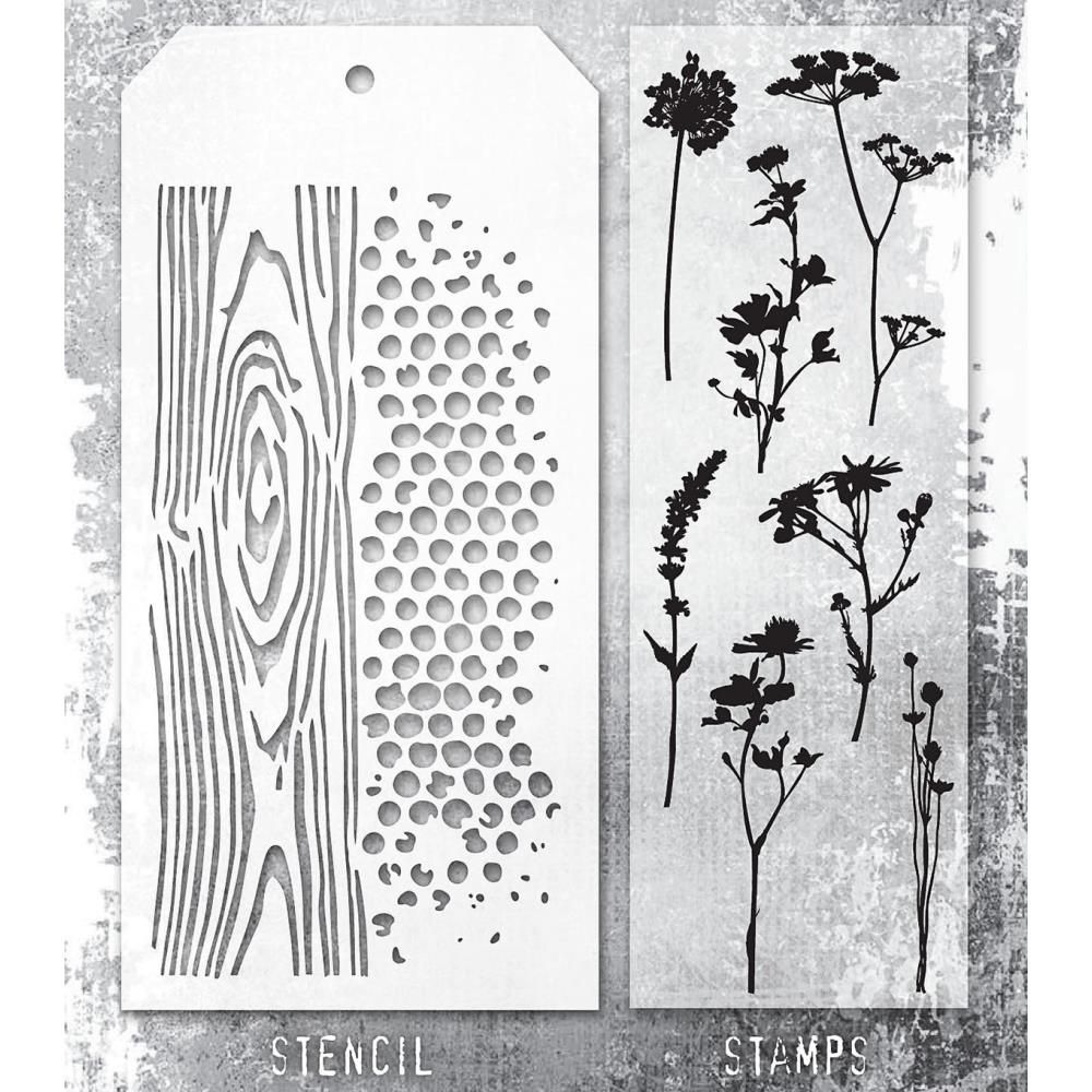 Stampers Anonymous - Tim Holtz - Stamp and Stencil Set - Set #59