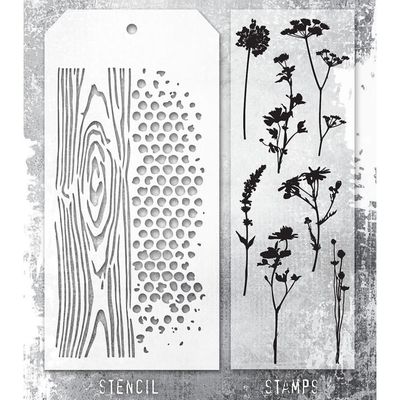 Stampers Anonymous - Tim Holtz - Stamp and Stencil Set - Set #59
