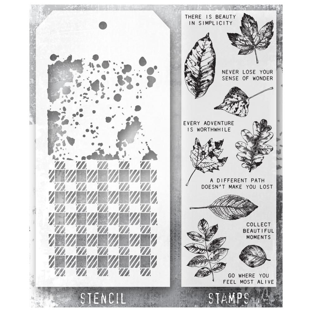 Stampers Anonymous - Tim Holtz - Stamp and Stencil Set - Set #50