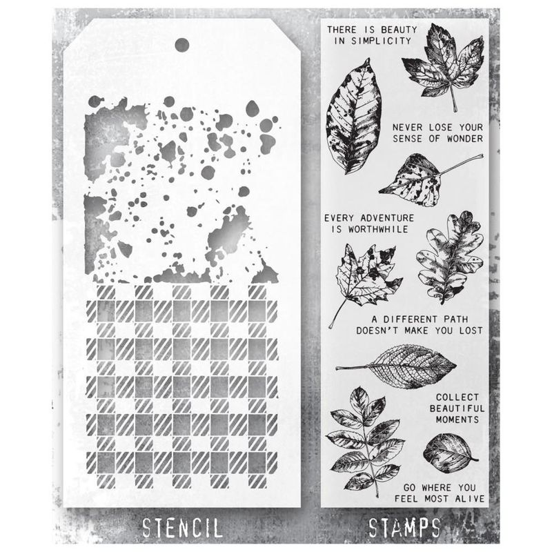 Stampers Anonymous - Tim Holtz - Stamp and Stencil Set - Set #50