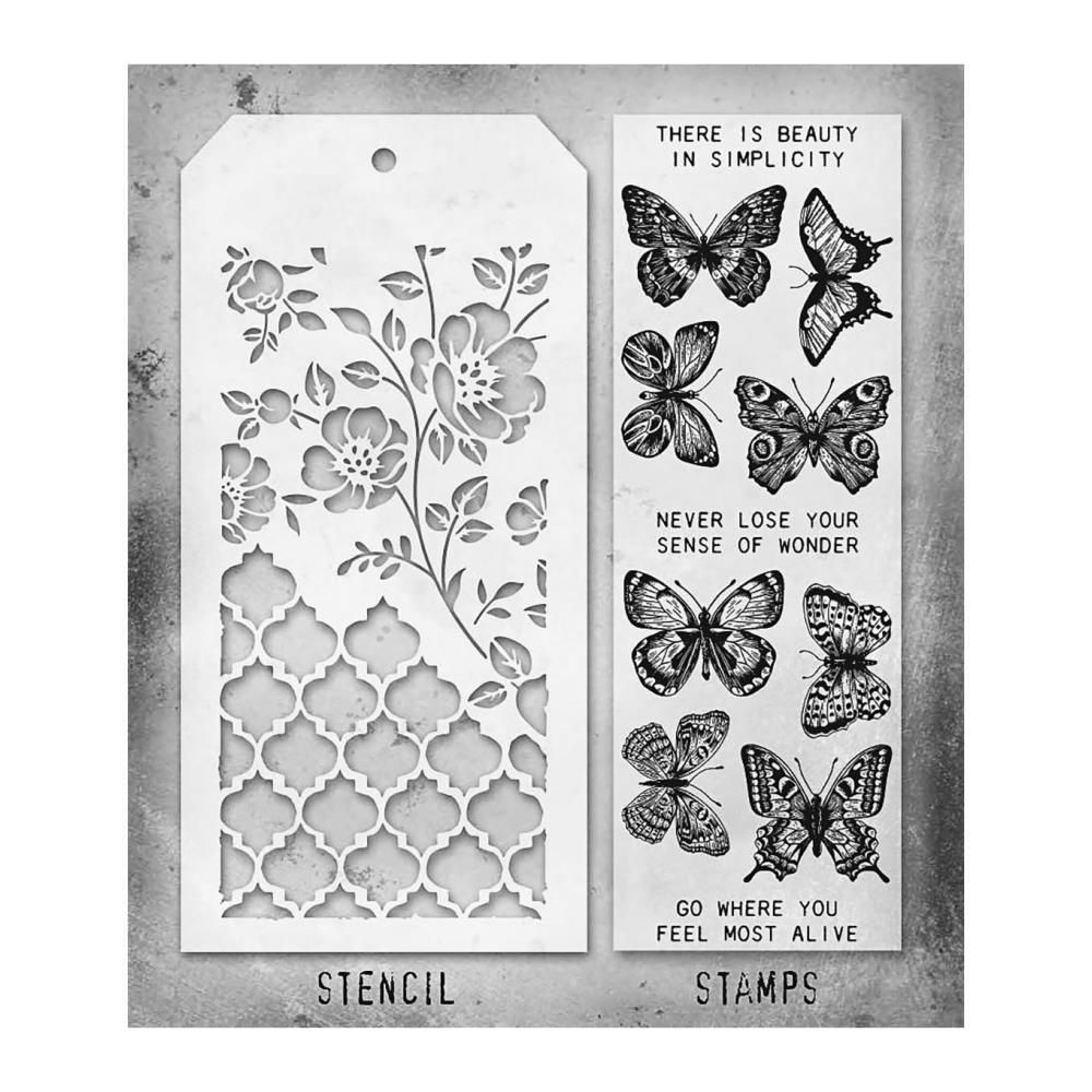 Stampers Anonymous - Tim Holtz - Stamp and Stencil Set - Set #44