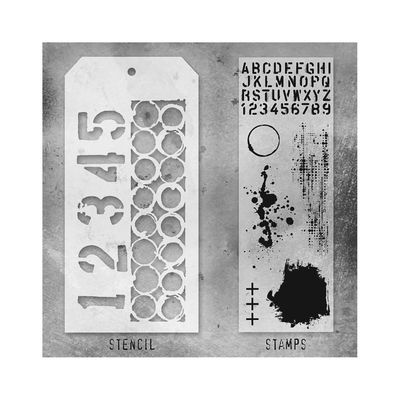 Stampers Anonymous - Tim Holtz - Stamp and Stencil Set - Set #22