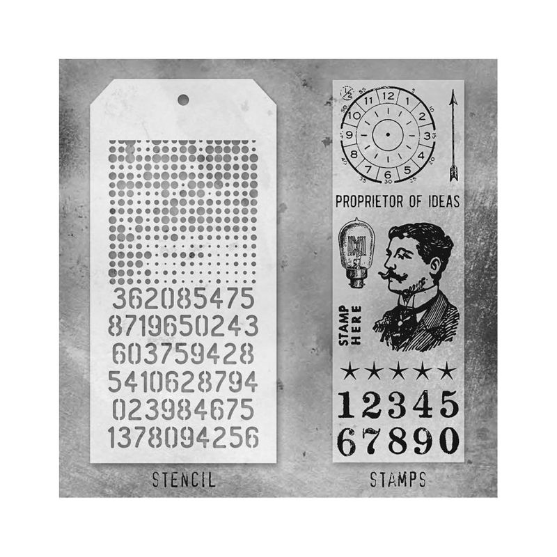 Stampers Anonymous - Tim Holtz - Stamp and Stencil Set - Set #18