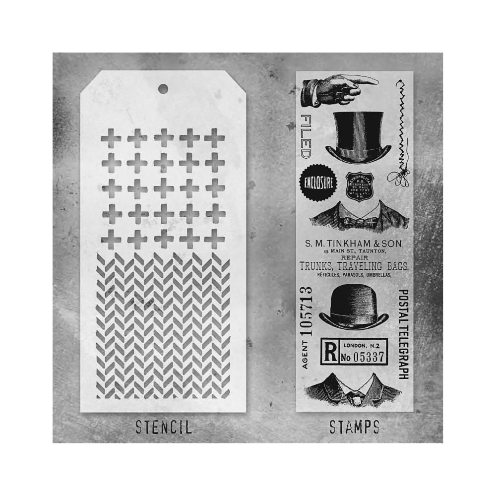 Stampers Anonymous - Tim Holtz - Stamp and Stencil Set - Set #16