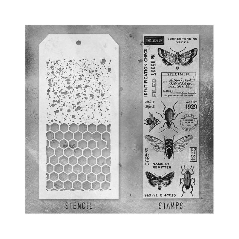 Stampers Anonymous - Tim Holtz - Stamp and Stencil Set - Set #11