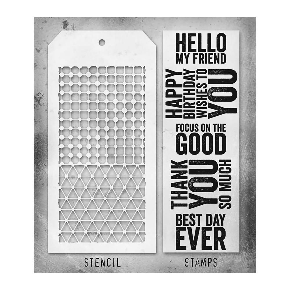 Stampers Anonymous - Tim Holtz - Stamp and Stencil Set - Set #40