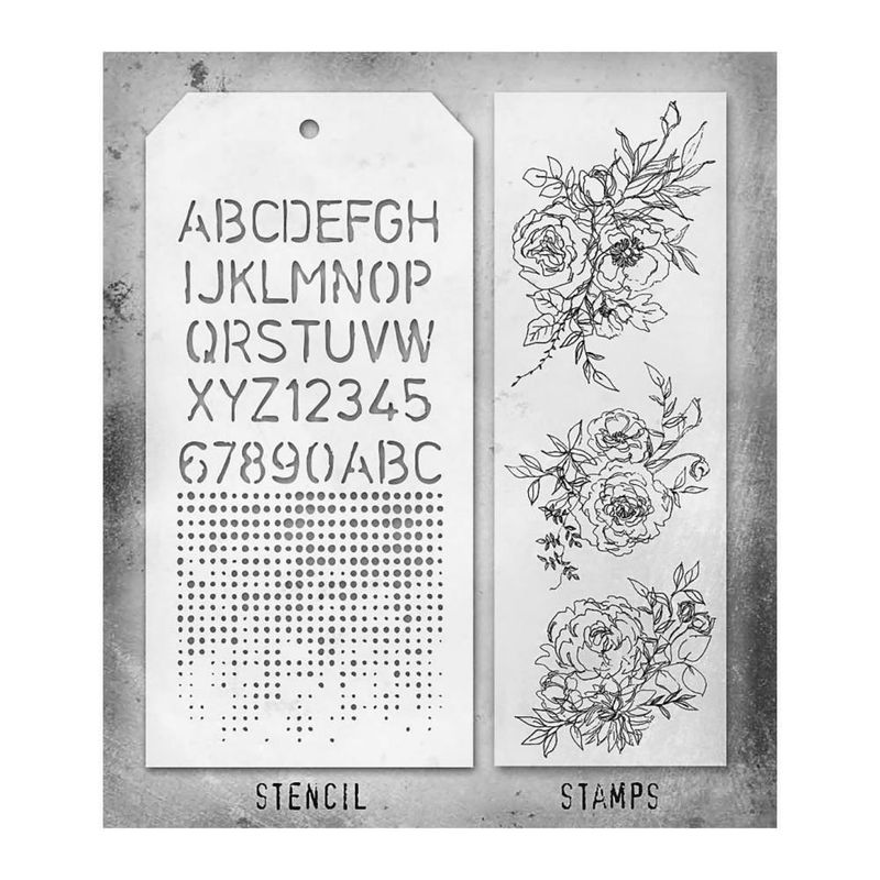 Stampers Anonymous - Tim Holtz - Stamp and Stencil Set - Set #38
