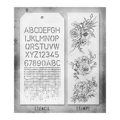 Stampers Anonymous - Tim Holtz - Stamp and Stencil Set - Set #38
