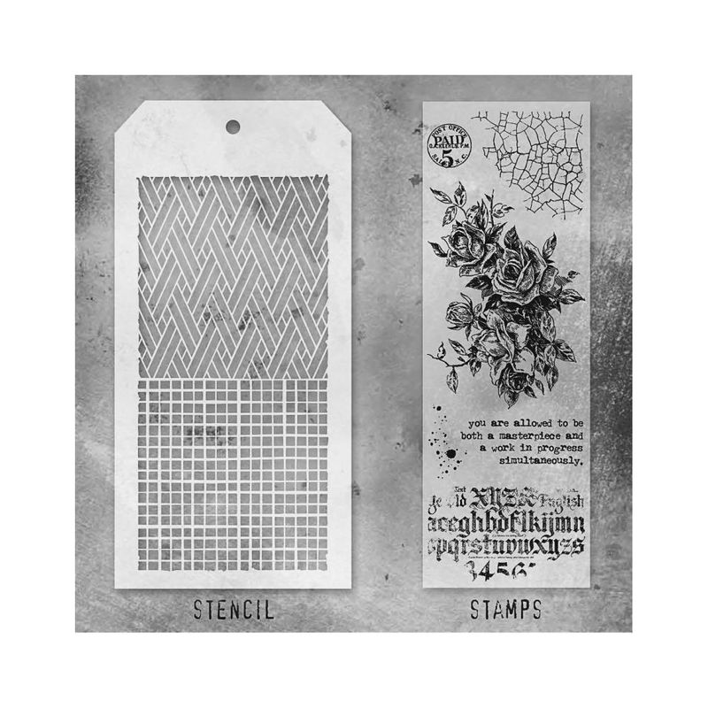 Stampers Anonymous - Tim Holtz - Stamp and Stencil Set - Set #19