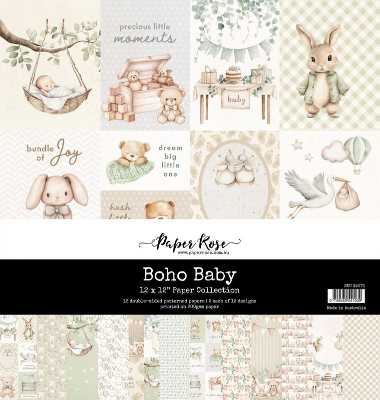 Paper Rose - Boho Baby 12"x12" Double-sided Paper Collection