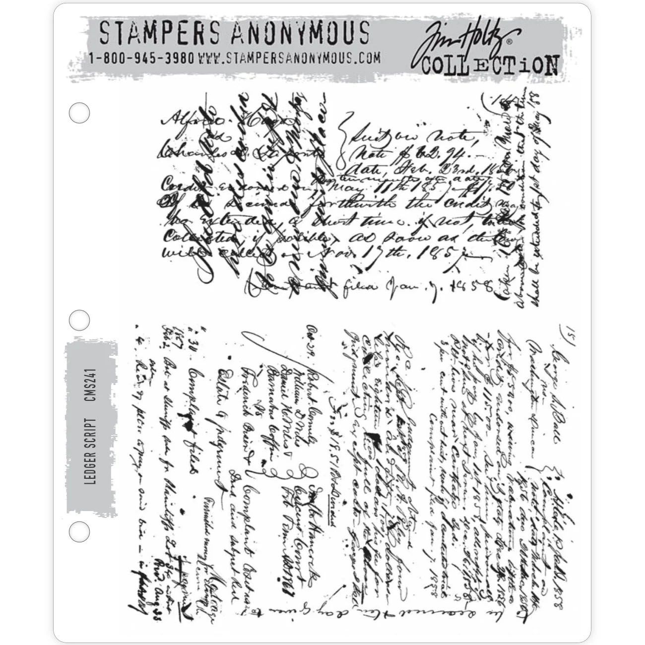 Stampers Anonymous - Tim Holtz - Cling Mount Stamp - Ledger Script