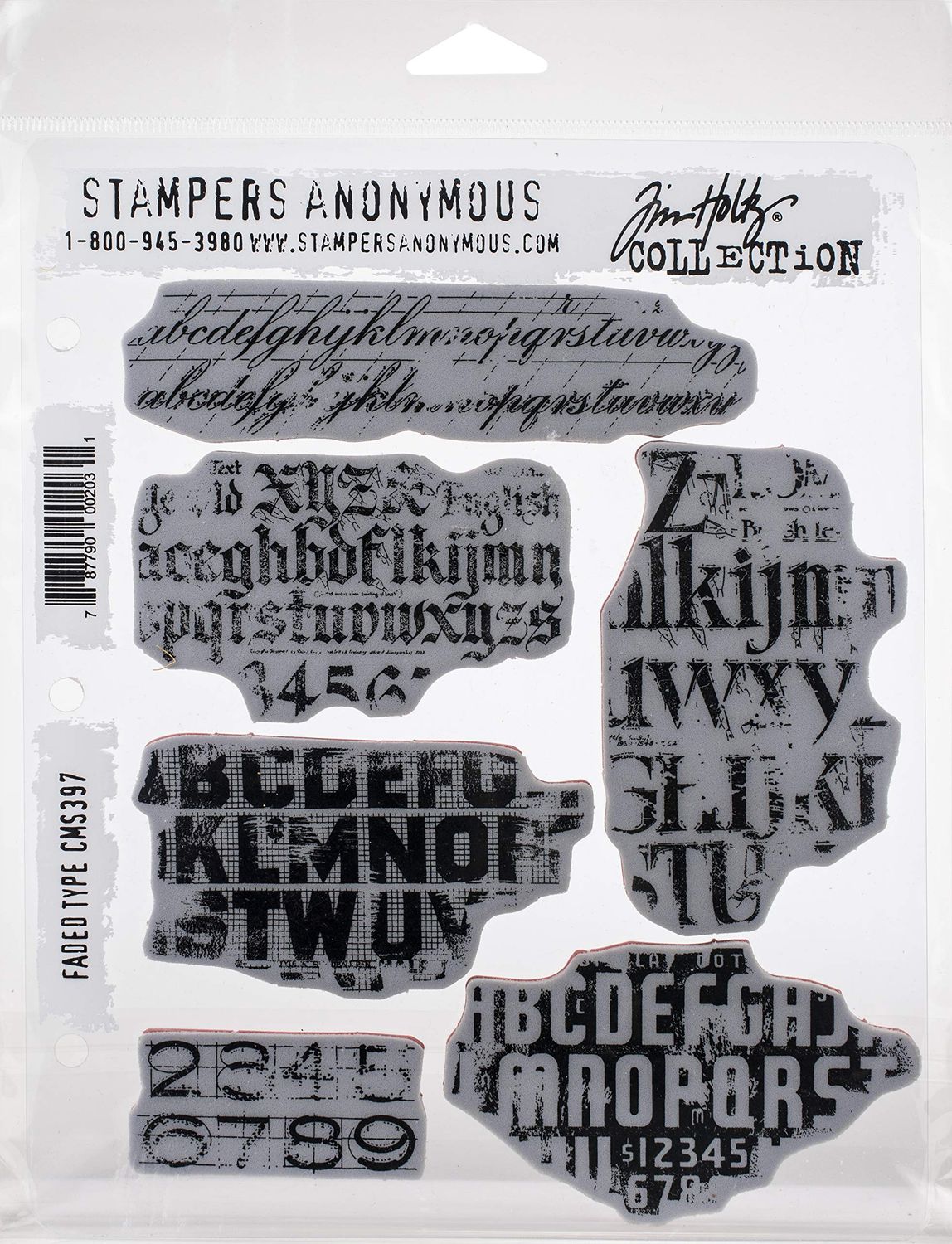Stampers Anonymous - Tim Holtz - Cling Mount Stamp - Faded Type