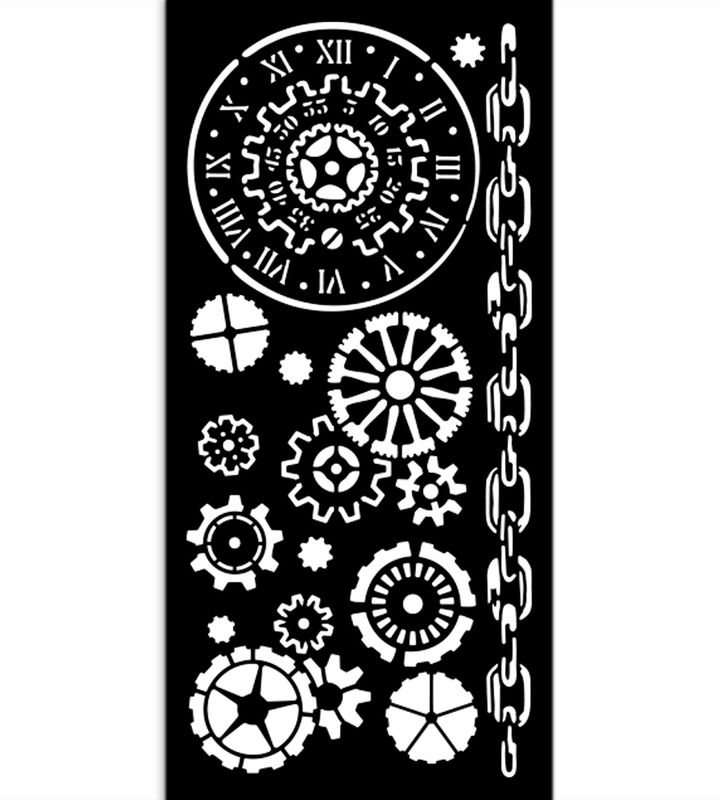 Stamperia - Voyages Fantastiques - Thick Stencil - 12x25cm -Mechanisms