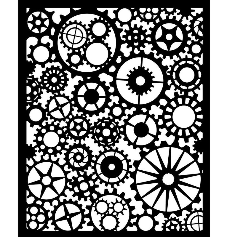 Stamperia - Voyages Fantastiques - Thick Stencil - 20x25cm - Gears Pattern