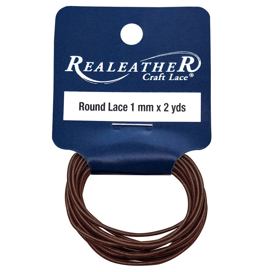 Realeather Crafts - Round Leather Lace - 1mm x 2 yards - Brown