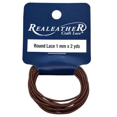 Realeather Crafts - Round Leather Lace - 1mm x 2 yards - Brown