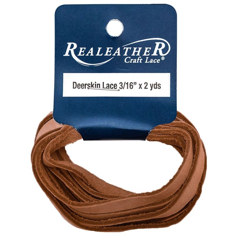 Realeather Crafts - Deerskin Lace 3/16" x 2 yards - Saddle Tan