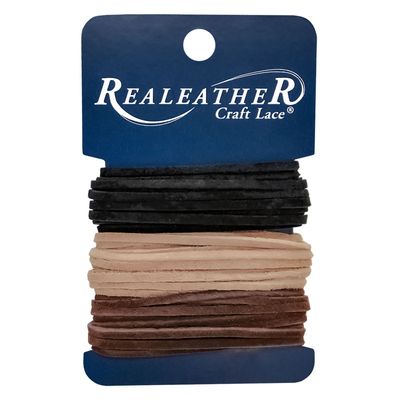 Realeather Crafts - Soft Suede Lace Combo - Black/Chocolate/Sandy Beach