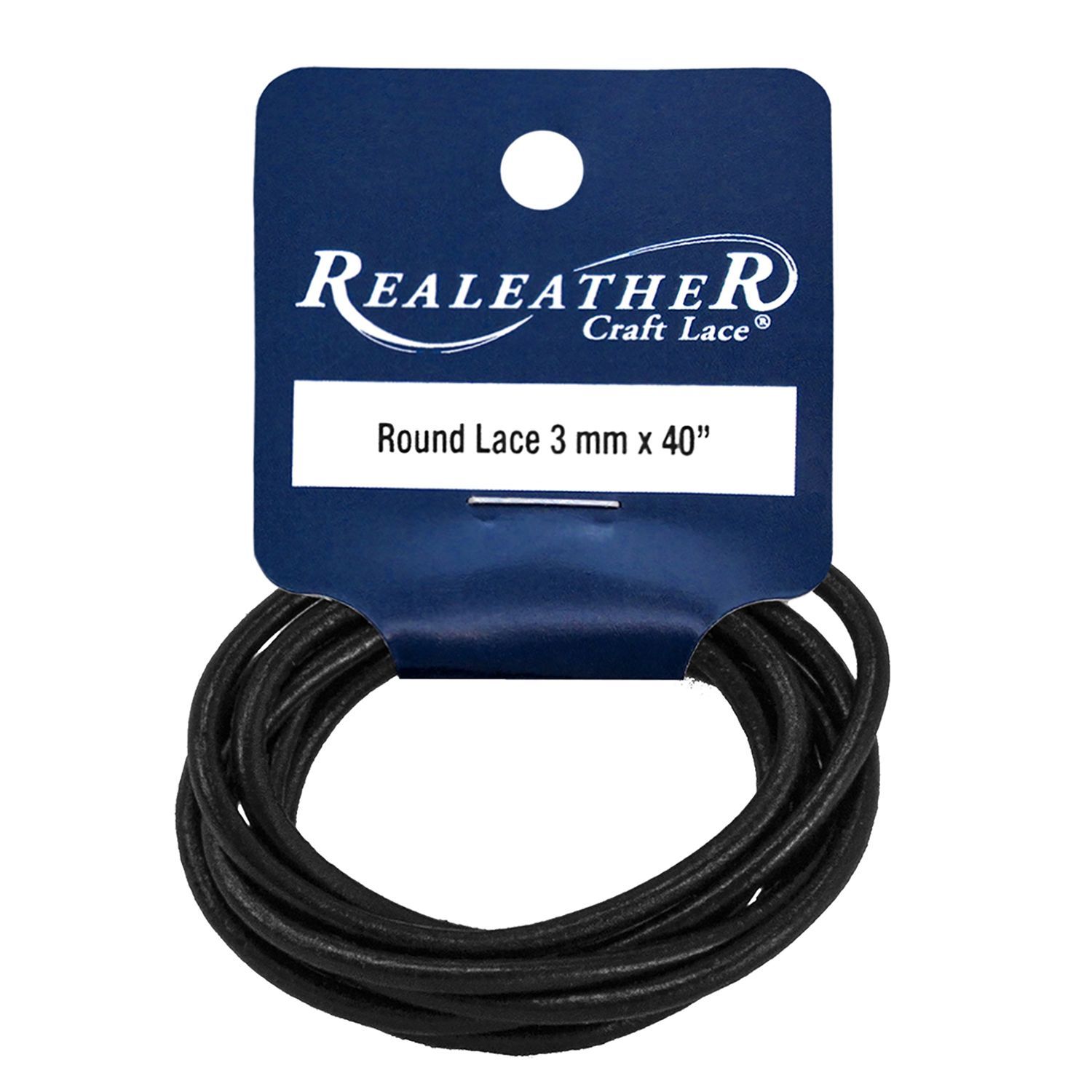 Realeather Crafts - Round Leather Lace - 3mm x 40" - Black