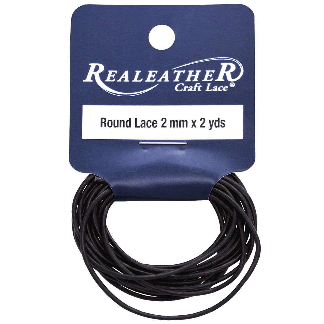 Realeather Crafts - Round Leather Lace - 2mm x 2 yards - Black