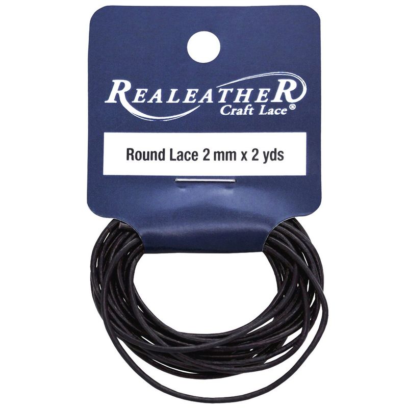 Realeather Crafts - Round Leather Lace - 2mm x 2 yards - Black