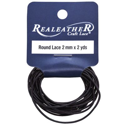 Realeather Crafts - Round Leather Lace - 2mm x 2 yards - Black
