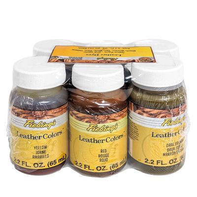 Fiebing's - Leather Dye - Value Pack - Black/Brown/Tan/Blue/Red/ Yellow