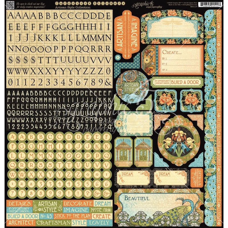Graphic 45 - Artisan Style - 12"x12" Sticker Sheet