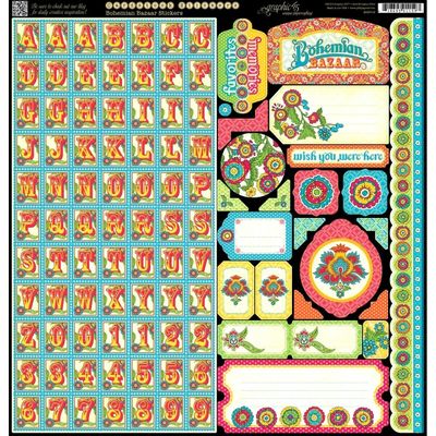 Graphic 45 - Bohemian Bazaar - 12"x12" Sticker Sheet