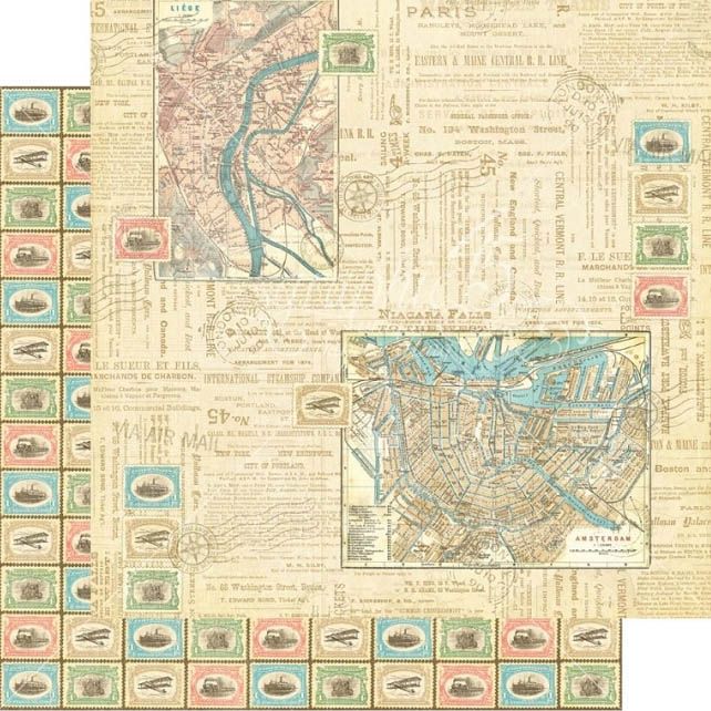 Graphic 45 - Come Away With Me- 12"x12" D/S Paper - Travel Odyssey