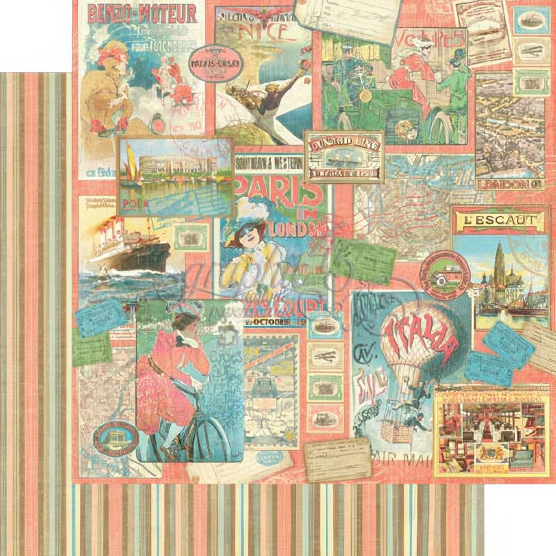 Graphic 45 - Come Away With Me- 12"x12" D/S Paper - Pleasure Trip