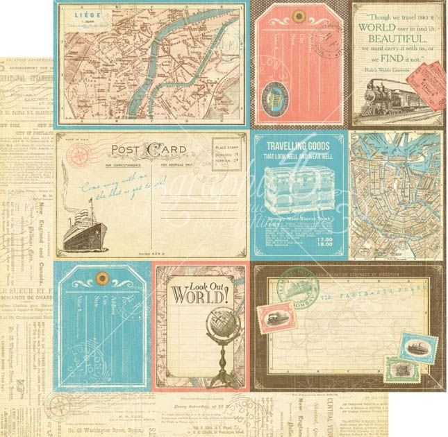 Graphic 45 - Come Away With Me- 12"x12" D/S Paper - Globetrotter