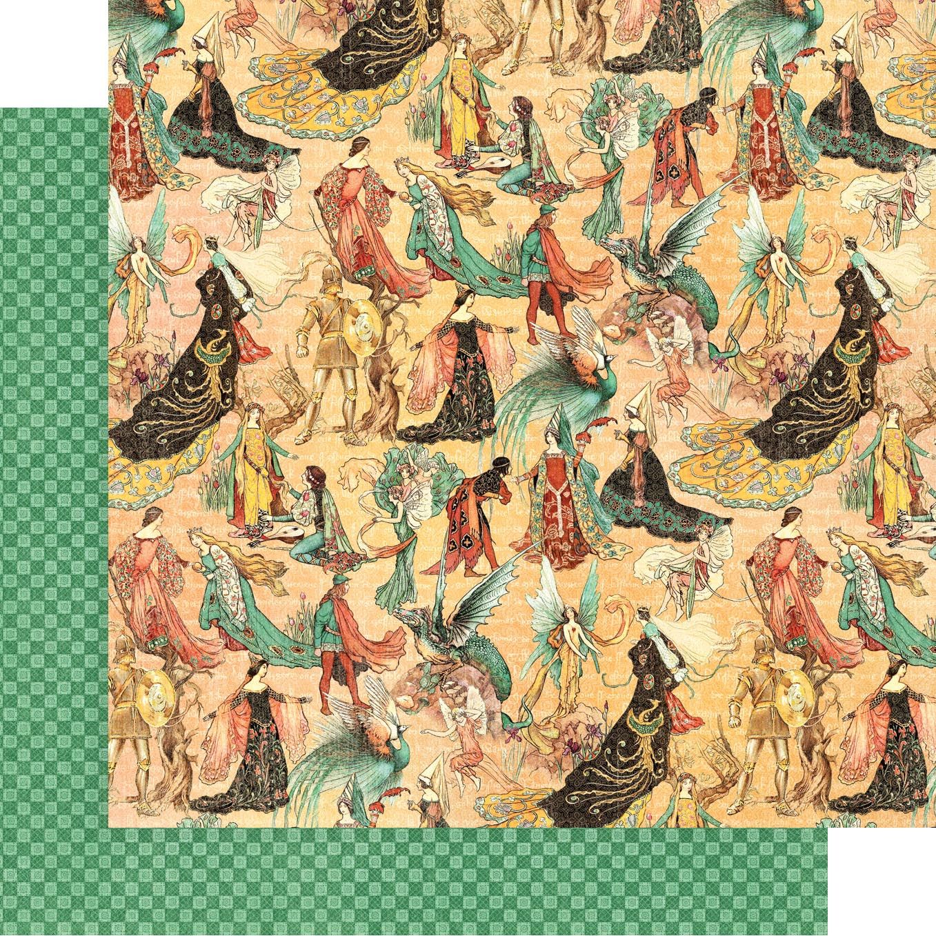 Graphic 45 - Enchanted Forest - 12"x12" D/S Paper - Dazzling Damsel