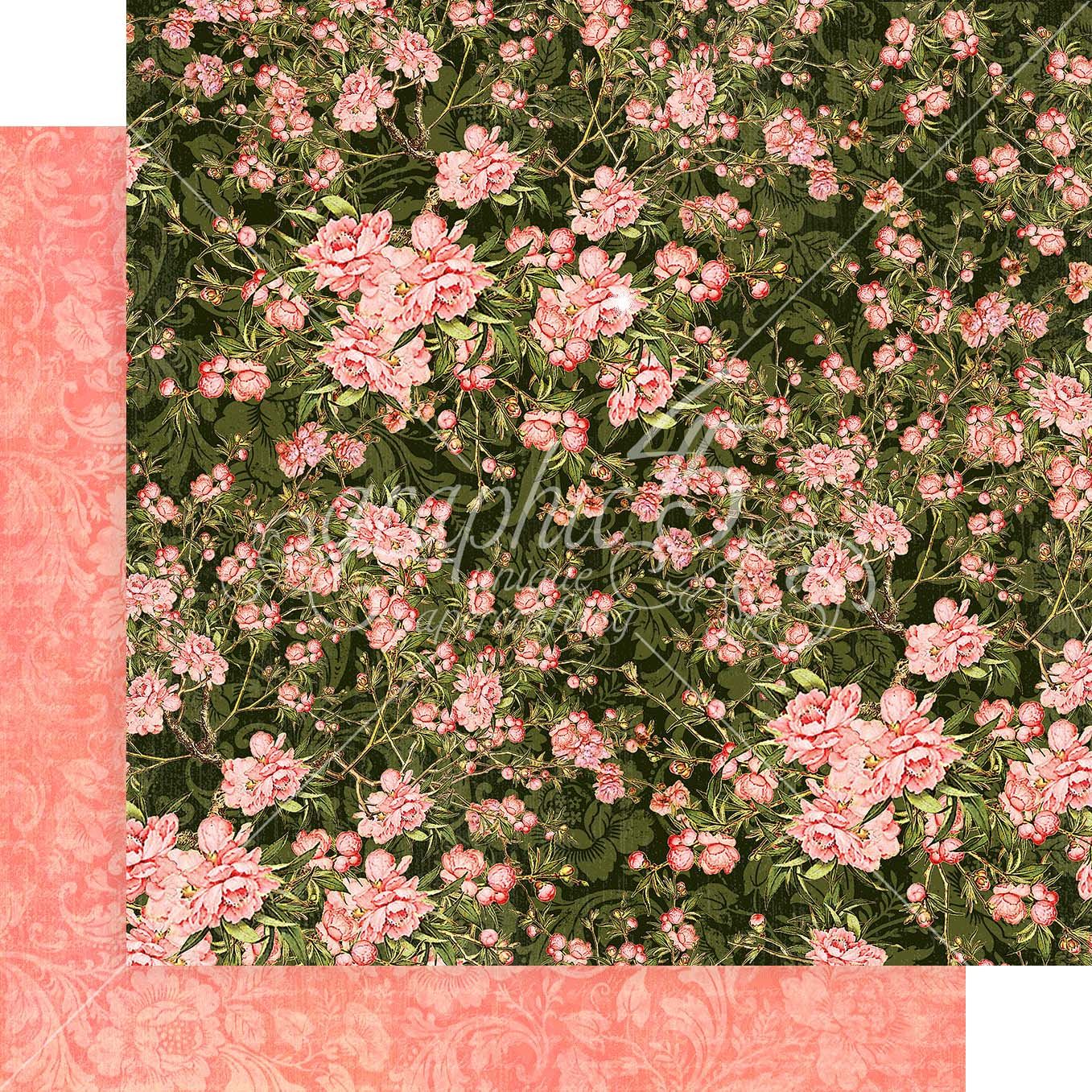 Graphic 45 - Floral Shoppe - 12"x12" D/S Paper - Verdant Blossoms