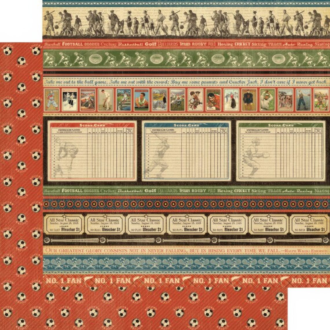 Graphic 45 - Good Ol' Sports - 12"x12" Double-sided Paper - Number 1 Fan