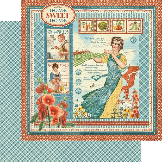 Graphic 45 - Home Sweet Home - 12"x12" D/S Paper - Home Sweet Home
