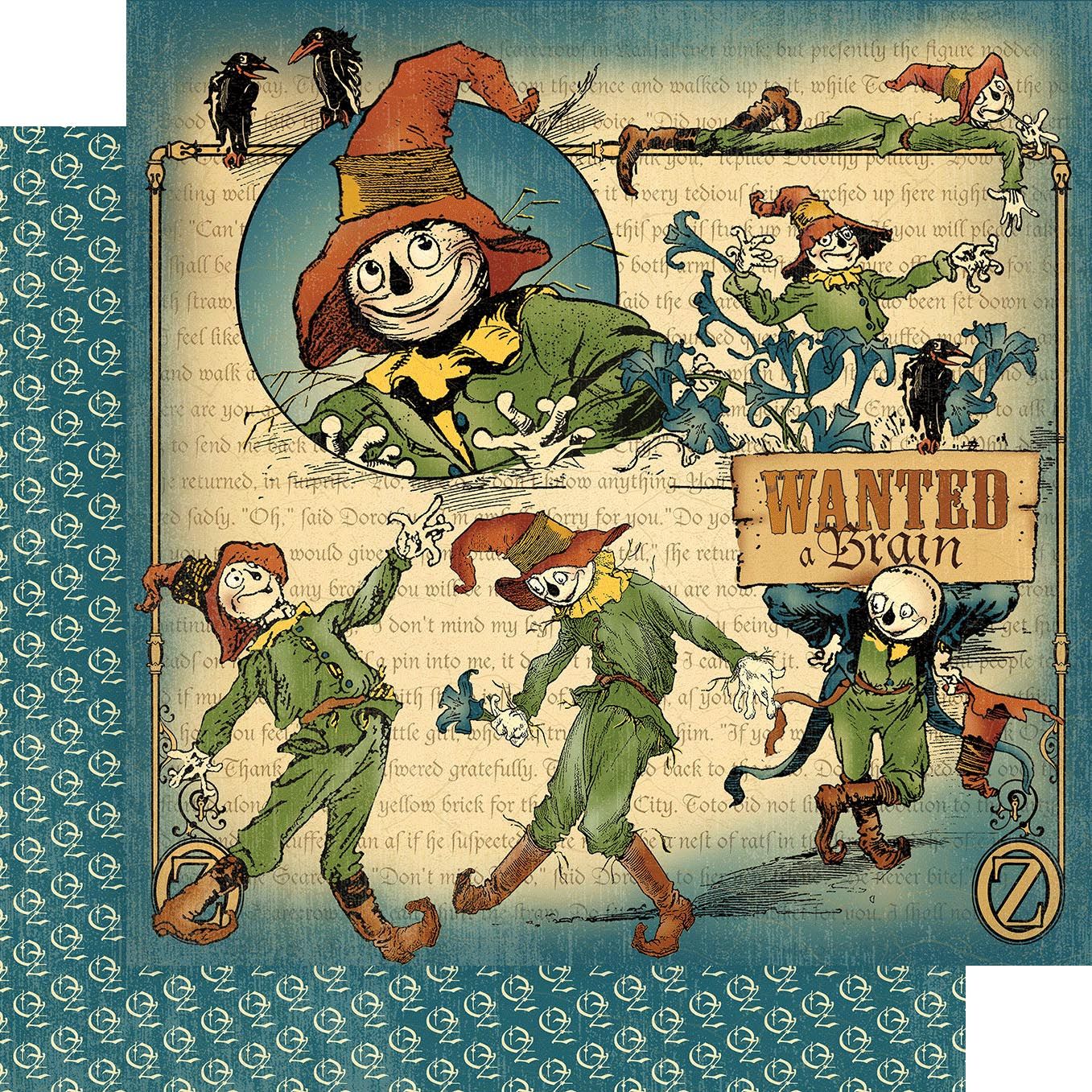 Graphic 45 - The Magic of OZ - 12"x12" D/S Paper - Scatterbrained Scarecrow