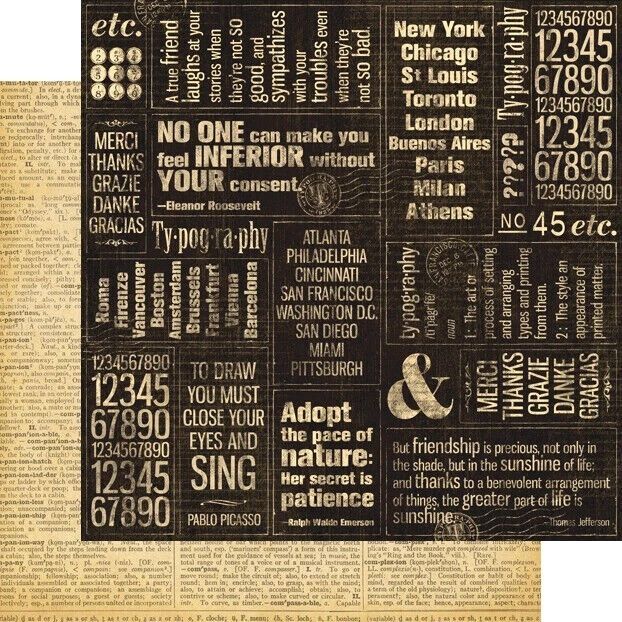 Graphic 45 - Typography - 12"x12" Double-sided Paper - Journey