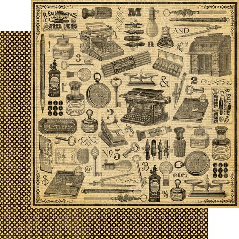 Graphic 45 - Typography - 12"x12" Double-sided Paper - Inscribe