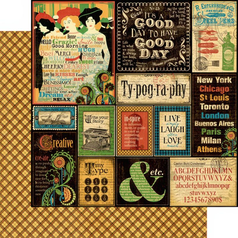 Graphic 45 - Typography - 12"x12" Double-sided Paper - Typography