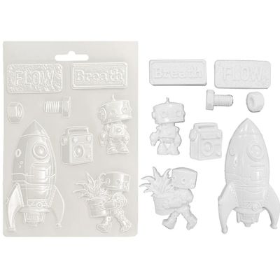 Stamperia - A New Beginning - A5 Soft Mould - Spaceship and Robot