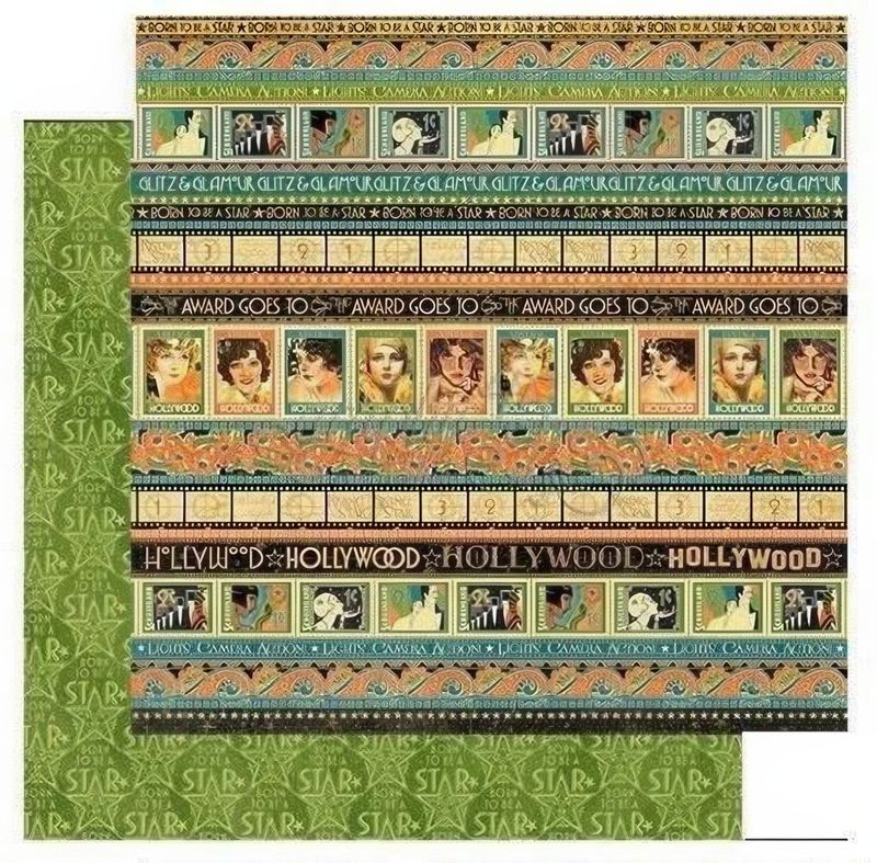 Graphic 45 - Vintage Hollywood - 12"x12" D/S Paper - Glitz & Glamour