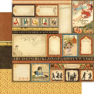 Graphic 45 -  Place in Time - 12"x12" D/S Paper - Cut Apart - September