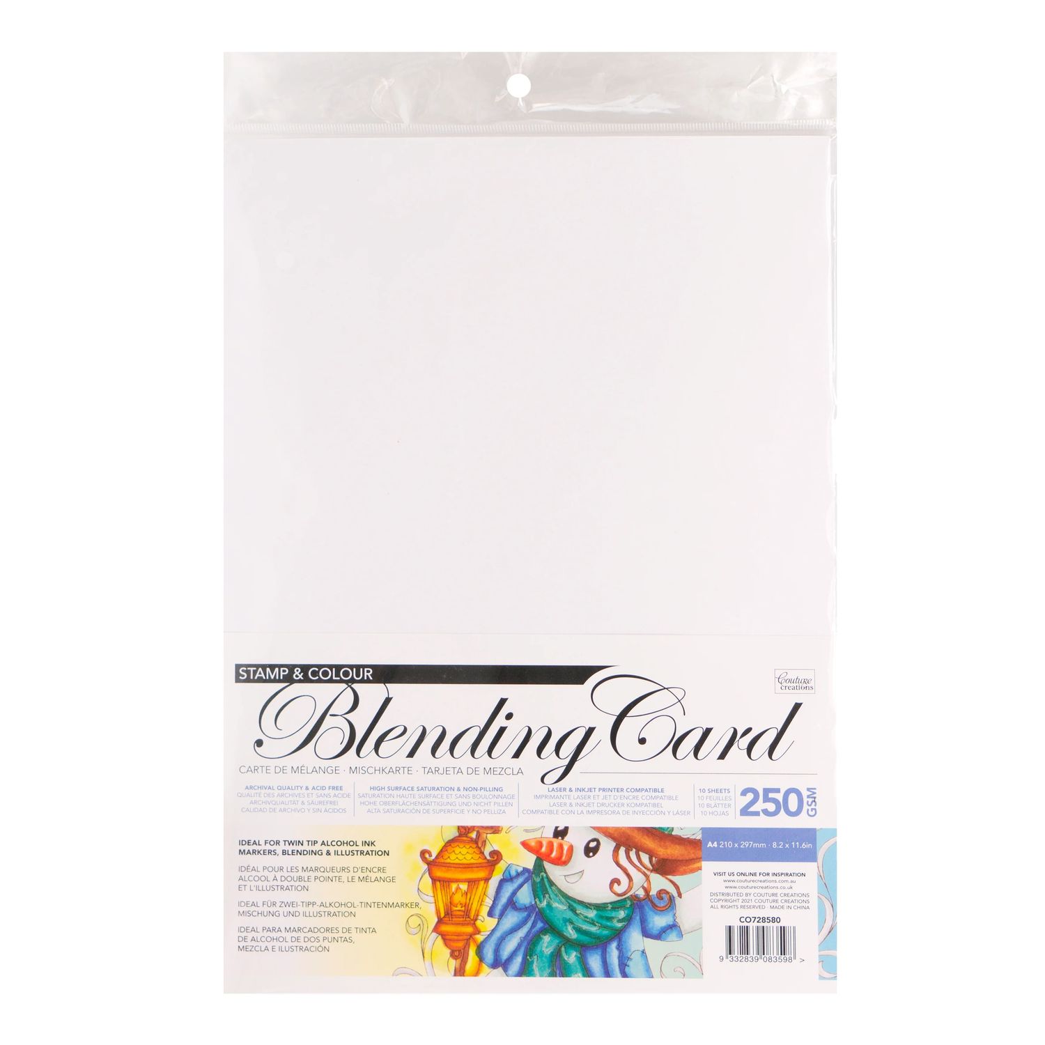 Couture Creations - A4 Blending Card - 250gsm - 10 Sheets - White