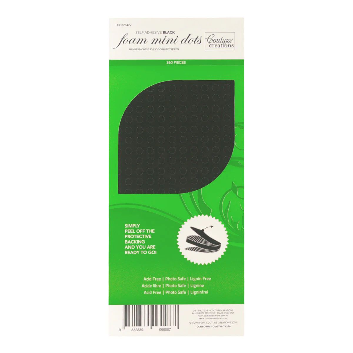 Couture Creations Self-Adhesive Mini Foam Dots - 2mm - Black