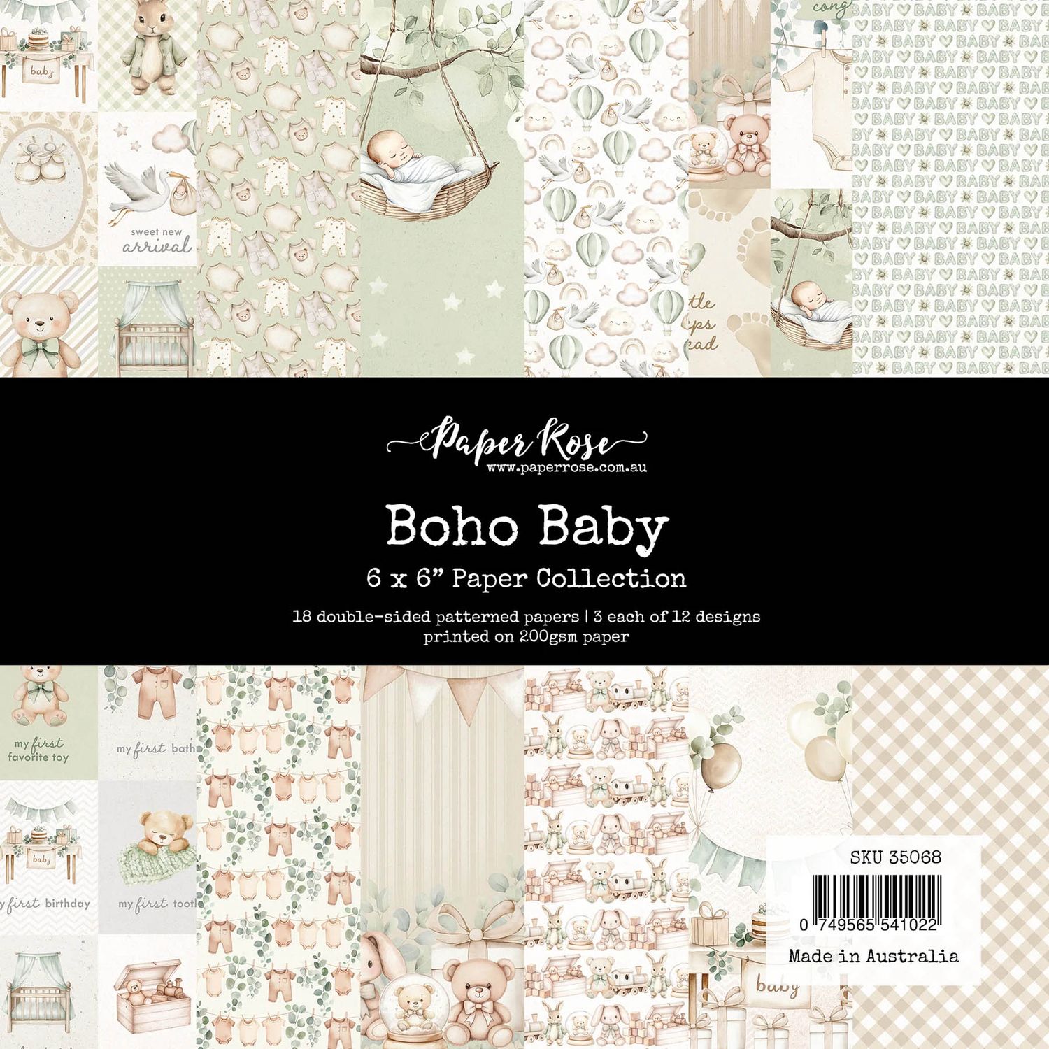 Paper Rose - Boho Baby - 6"x6" Double-sided Paper Pad